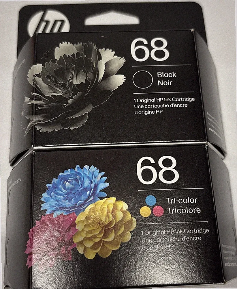 HP 68 2-Pack Black/Tri-color Ink Cartridge Combo, Exp 11/2026.