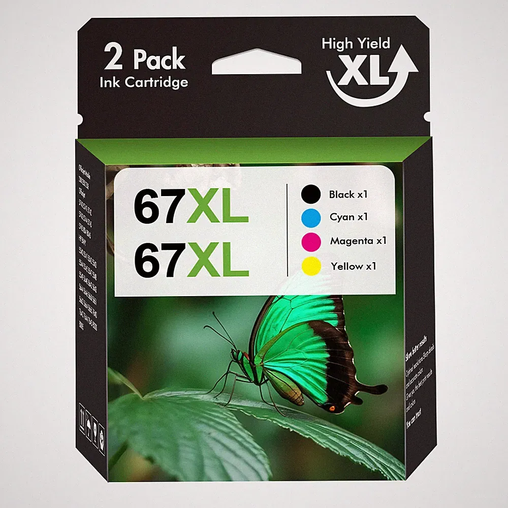 Printer Ink 67 Compatible For HP 67XL Ink Cartridges Black Color Combo Pack